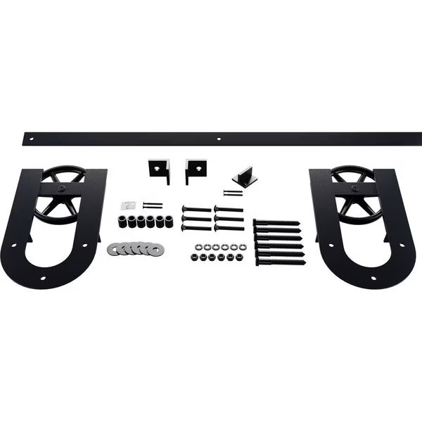 Premium Wagon Wheel Horseshoe Barn Door Hardware Set w/ 5' 4